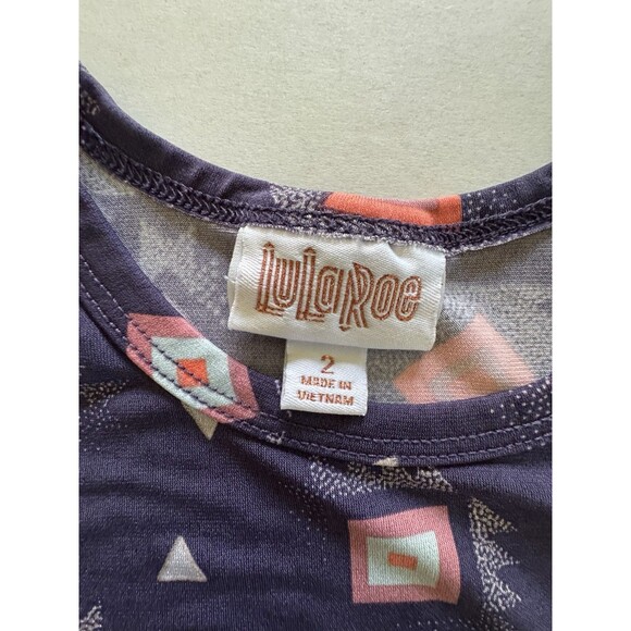 LuLaRoe Scarlett Girls Dress 2T Purple Geometric Pattern Short Sleeve - Picture 6 of 8